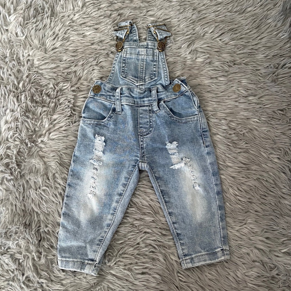 Little Bipsy Baby Boys Distressed Denim Overalls Light Wash 0-3 Months